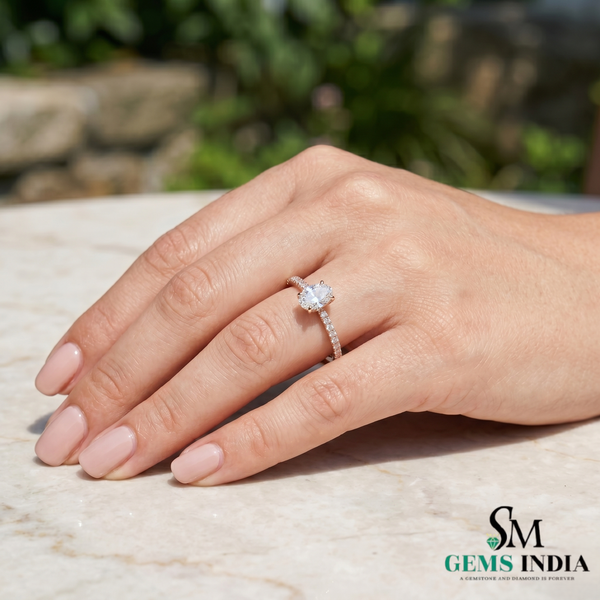 Oval Lab Grown Diamond Ring in 14K Gold Dainty Luxury Gold Jewelry