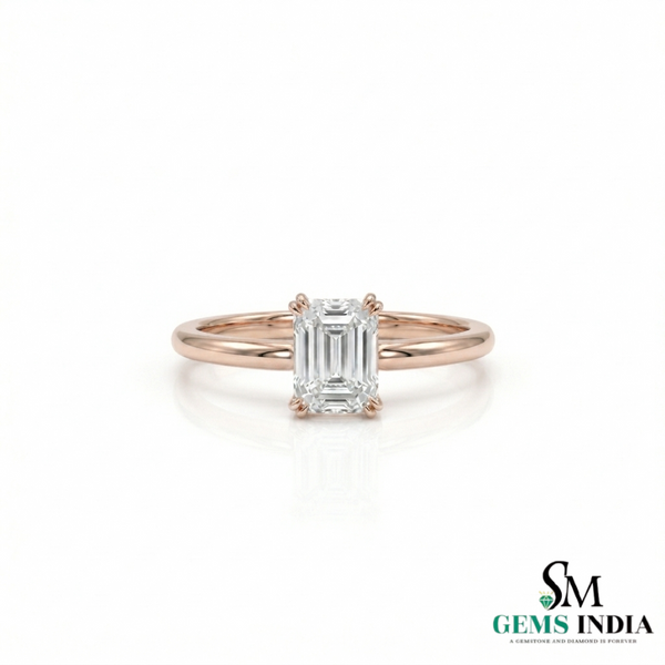 Timeless Emerald Cut Lab Grown Diamond Ring - Elegant Solitaire Engagement Jewelry