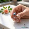 Oval shape Multi Gemstone Diamond Floral Ring - Cocktail Ring for Women