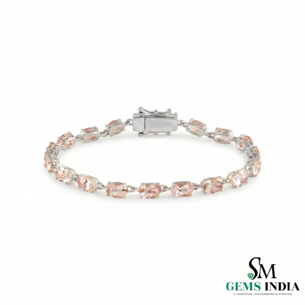 Oval Morganite Tennis Bracelet for Women - Elegant Pink Gemstone Bracelet