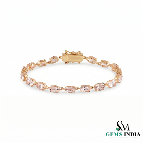 Oval Morganite Tennis Bracelet for Women - Elegant Pink Gemstone Bracelet