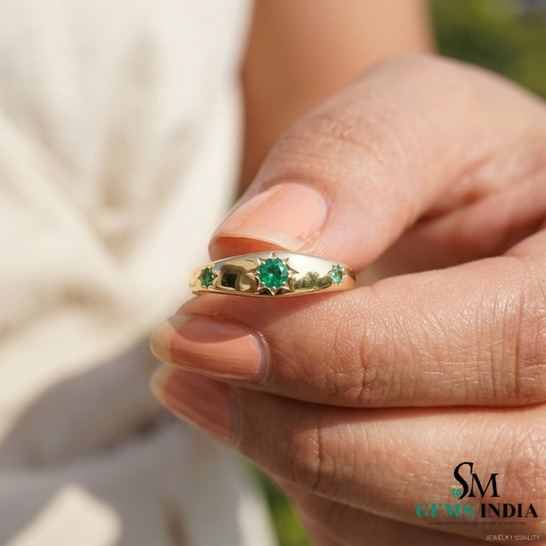 2 Karat Herzform-Smaragd- und Diamantring aus 14 Karat Gold, Smaragd-Verlobungsring