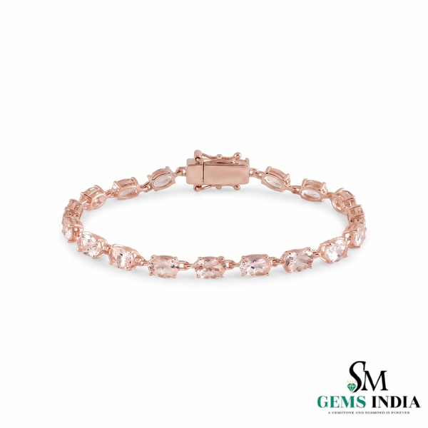 Oval Morganite Tennis Bracelet for Women - Elegant Pink Gemstone Bracelet