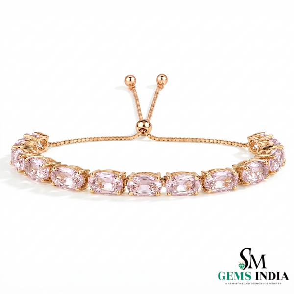 Natural Morganite Bracelet - Adjustable Bolo Design