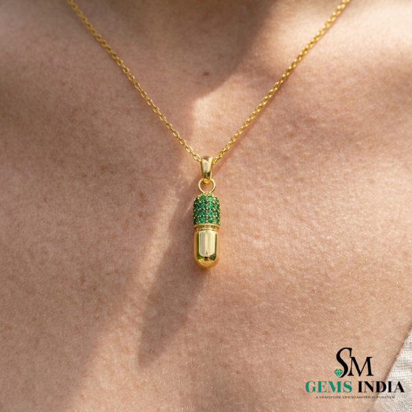 Luxury Emerald Capsule Pendant - Elegant Everyday Pendant