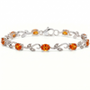 Natural Citrine & Diamond Accent Vine Bracelet - Elegant Leaf Link Gemstone Bracelet for Women
