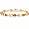 Natural Citrine & Diamond Accent Vine Bracelet - Elegant Leaf Link Gemstone Bracelet for Women