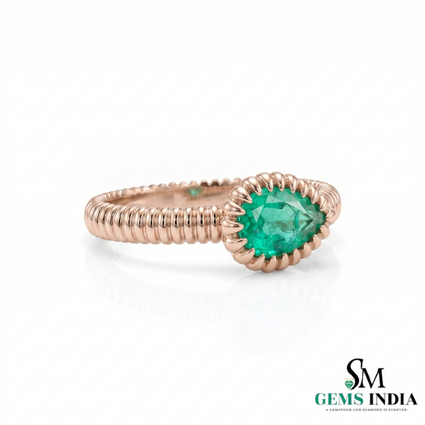 2 Karat Herzform-Smaragd- und Diamantring aus 14 Karat Gold, Smaragd-Verlobungsring