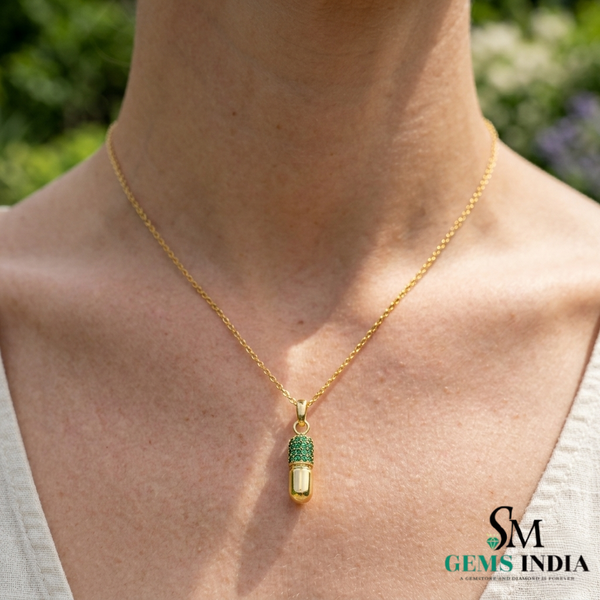 Luxury Emerald Capsule Pendant - Elegant Everyday Pendant