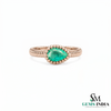 2 Karat Herzform-Smaragd- und Diamantring aus 14 Karat Gold, Smaragd-Verlobungsring