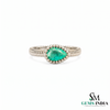2 Karat Herzform-Smaragd- und Diamantring aus 14 Karat Gold, Smaragd-Verlobungsring
