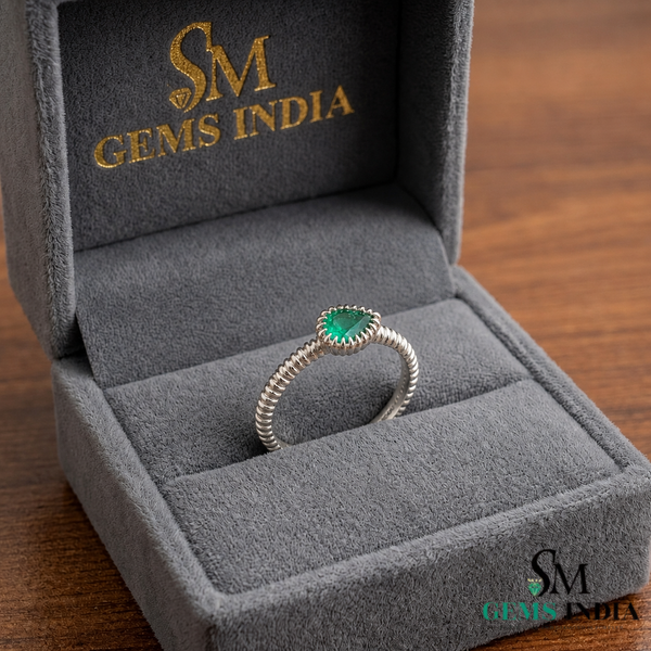 2 Karat Herzform-Smaragd- und Diamantring aus 14 Karat Gold, Smaragd-Verlobungsring