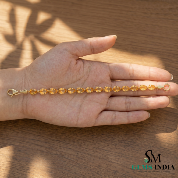 Natural Pear Cut Citrine Tennis Bracelet - November Birthstone Fine Jewelry for Women