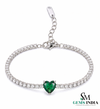 Natural Emerald Heart Center Stone Tennis Bracelet - Gift for Her