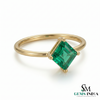 Octagon Cut Emerald Solitaire Ring in 14k Gold – Minimalist Ring