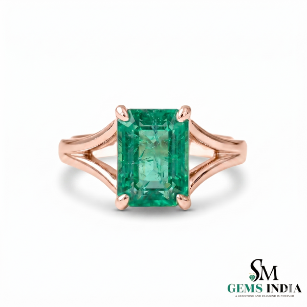 Natural Emerald Cut Emerald Men's Engagement Ring – Split Shank Statement Ring