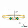 Emerald & Diamond Three Stone Ring in Gold – Dainty Minimal Trilogy Ring for Women
