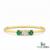 Emerald & Diamond Three Stone Ring in Gold – Dainty Minimal Trilogy Ring for Women