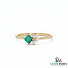 Emerald and Diamond Cluster Ring – Princess Cut Emerald Gold Ring