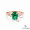 1.20 carat Oval Cut Natural Emerald and Diamond Trio Ring for Women Engagement Ring