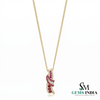 Round Natural Ruby & Baguette Diamond Statement Pendant for Women