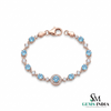 Round Natural Aquamarine Bracelet for Women - March Birthstone Gift