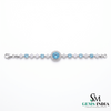 Round Natural Aquamarine Bracelet for Women - March Birthstone Gift
