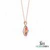 Rainbow Princess Cut Gemstone Square Pendant with Diamond Accents - Colorful Fine Jewelry