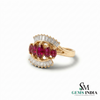 Ruby and Baguette Diamond Cocktail Ring - Fine Jewelry for Women