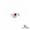 Natural Oval Ruby and Diamond Eye Ring - Unique Gold Cocktail Ring