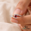 Heart Shaped Ruby & Diamond Open Ring - Romantic Promise Ring