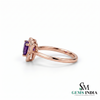 Doppelter Smaragd-Ring in offenem Design aus 14 Karat Gold – Band mit quadratisch und rund geschliffenen grünen Edelsteinen