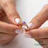 Natural Round Amethyst with Diamond Engagement Ring – February Birthstone Jewelry