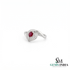 Natural Oval Ruby and Diamond Eye Ring - Unique Gold Cocktail Ring