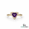 Doppelter Smaragd-Ring in offenem Design aus 14 Karat Gold – Band mit quadratisch und rund geschliffenen grünen Edelsteinen