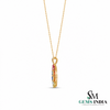 Rainbow Baguette Gemstone Circle Pendant with Diamond Accents - Luxury Jewelry for Women