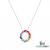 Rainbow Baguette Gemstone Circle Pendant with Diamond Accents - Luxury Jewelry for Women
