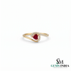 Heart Shaped Ruby & Diamond Open Ring - Romantic Promise Ring