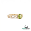 Natural Oval Peridot Infinity Twist Ring with Diamond Accent - Gift for her