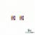 Natural Rainbow Princess Cut Gemstone Square Stud Earrings with Diamond Accent Grid Design