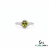 Oval Peridot Halo Engagement Ring with Diamond Accent - Timeless Fine Jewelry