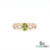 Natural Oval Peridot Infinity Twist Ring with Diamond Accent - Gift for her