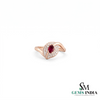 Natural Oval Ruby and Diamond Eye Ring - Unique Gold Cocktail Ring