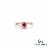 Heart Shaped Ruby & Diamond Open Ring - Romantic Promise Ring