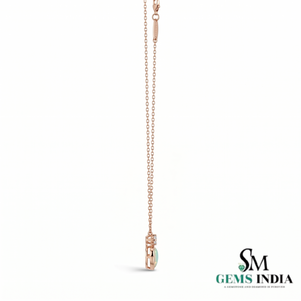 Twin Opal with Diamond Accents Twist Pendant – Elegant Natural Opal Jewelry