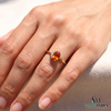 Natural Orange Citrine Oval Cut Halo Ring with Diamond Accents - Engagement Ring