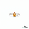 Natural Citrine Teardrop Solitaire Ring with Curved Band - Elegant Gold Gemstone Ring