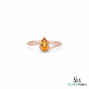 Natural Citrine Teardrop Solitaire Ring with Curved Band - Elegant Gold Gemstone Ring