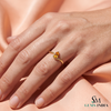 Natural Citrine Teardrop Solitaire Ring with Curved Band - Elegant Gold Gemstone Ring