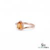 Natural Citrine Teardrop Solitaire Ring with Curved Band - Elegant Gold Gemstone Ring